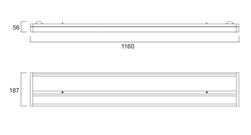 Ominaisuudet Mitat mm Pinta-ja ripustusasennettava 200x1200mm LED 27W, 28W ja 52W 3100-6000lm Energiatehokas valaisin, jopa 120lm/W Alumiinioptiikka+prismahäikäisysuoja tai asymmetrinen