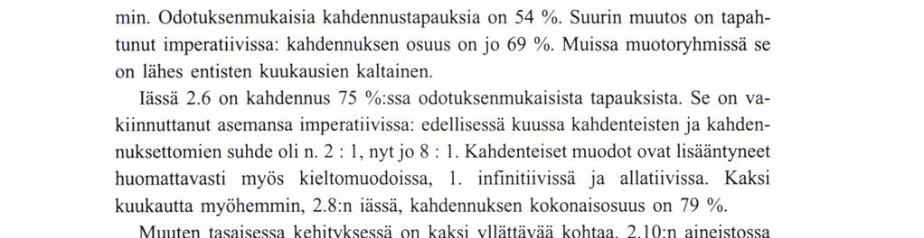 muutamissa allatiiveissa ja nne'-adverbeissa. Kahdennusta ei sen sijaan esiinny vielä stf-adverbeissa, e'-nomineissa eikä kiinnf-adverbissa. 2.