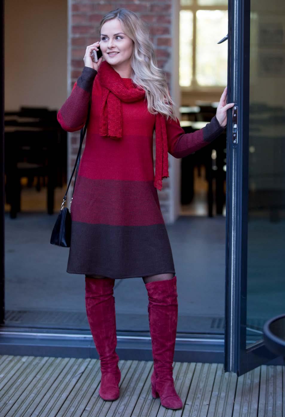 Mekko, Dress, Klänning, Kleid 16083 Sonaatti Color: Cherry 16074 Tango Color: Scarf 05-28