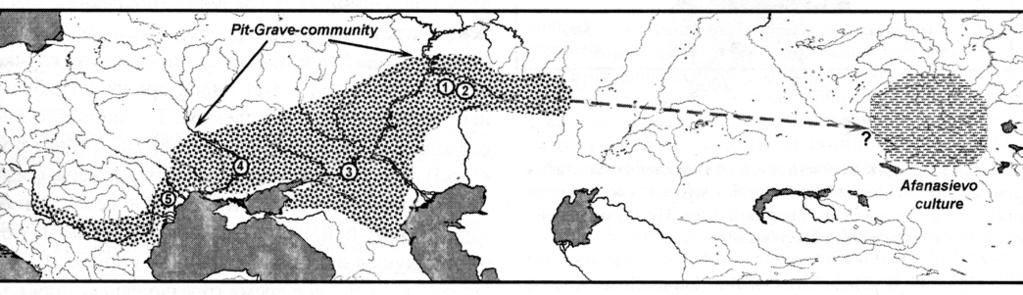 B: The Cucuteni-Tripolye culture. C: The steppe area (C-1 Mariupol', C-2 Srednij Stog, C-3 Khvalynsk). (After Chernykh 2008: Fig. 2.) Figure 3.