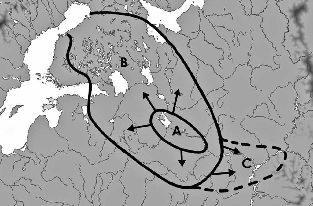 256 Parpola Finnish vatsa ~ Sanskrit vatsá- and the formation of Indo-Iranian and Uralic languages 257 Figure 8. Distribution of the Netted Ware according to Carpelan (2002: 198).