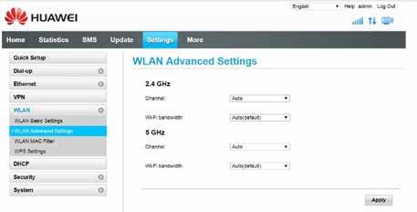 WiFi-verkon taajuuden vaihtaminen DNA Kotimokkula 4G+ WiFi lähettää oletuksena molempia 2.4Ghz ja 5Ghz taajuuksisia WiFi-verkkoja.