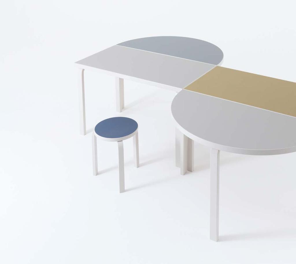 T he Aalto collection is based on the idea of standardised individual components that can be pieced together to form an extensive system of tables, chairs, and stools.