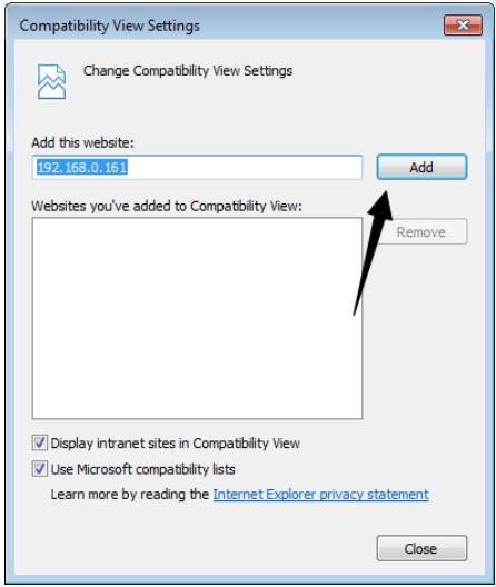 FAQ Havaittuja ongelmia IE11 ja Edge kuvaa ei näy Valitse asetuksista Compatibility View settings ja lisää kamera listalle. Chrome kuvaa ei näy Asenna IE-Tab ja käynnistä.