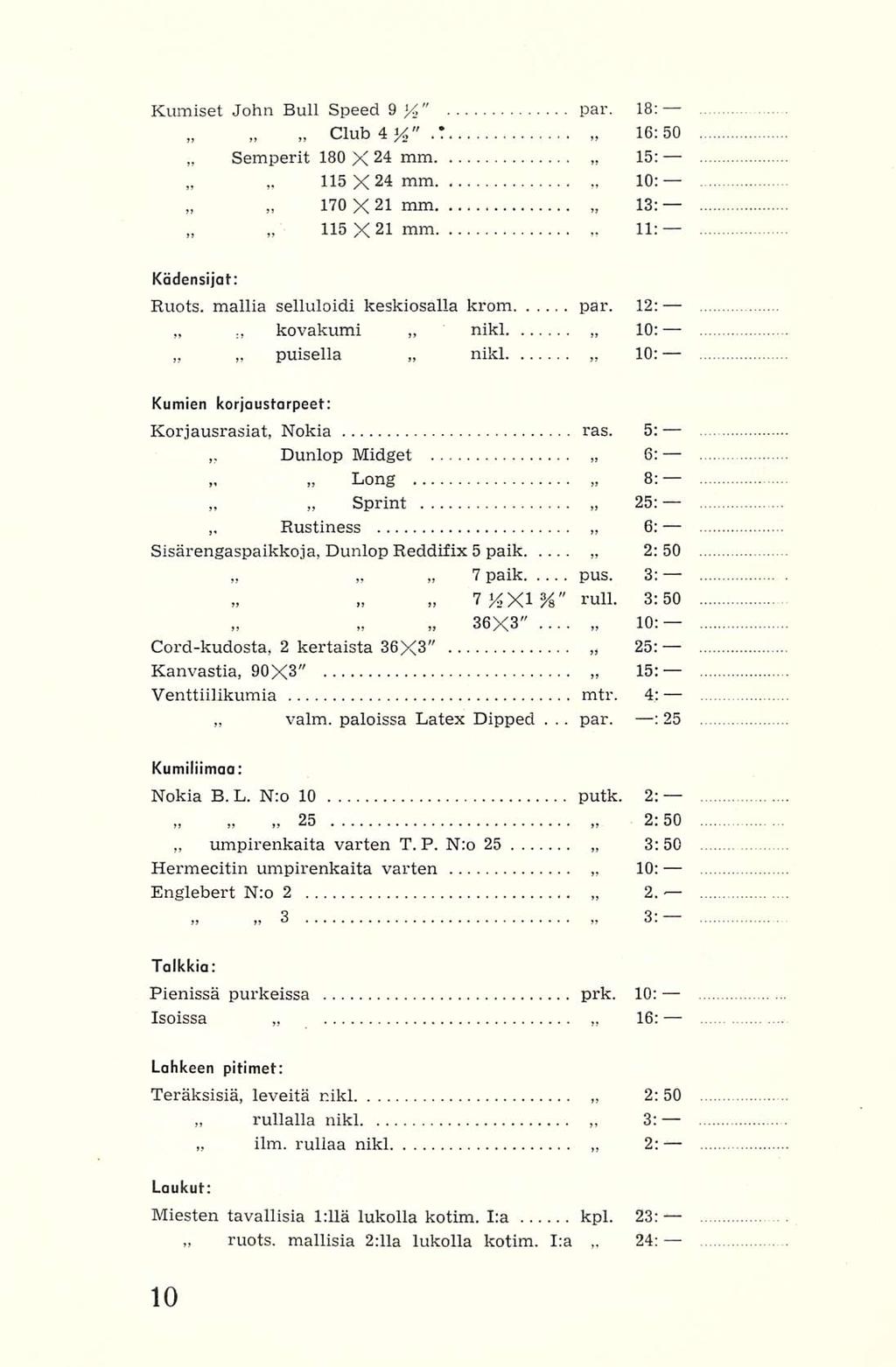 umpirenkaita Semperit ruots rullalla ilm 115X24 Sprint Rustiness valm rull 36X3" nikl 10: Kumiset John Bull Speed 9%" par 18: Club 4 150 180 X 24 nm 1 mm 170 X 21 mm 13: 115X21 mm 11: Ködensijat: