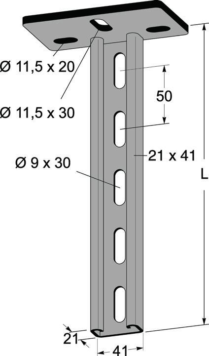 1 Katto-/lattiakannatin MP-V Seinäkannakkeiden kiinnittäminen katto-/lattiakannattimeen katso sivu 45.