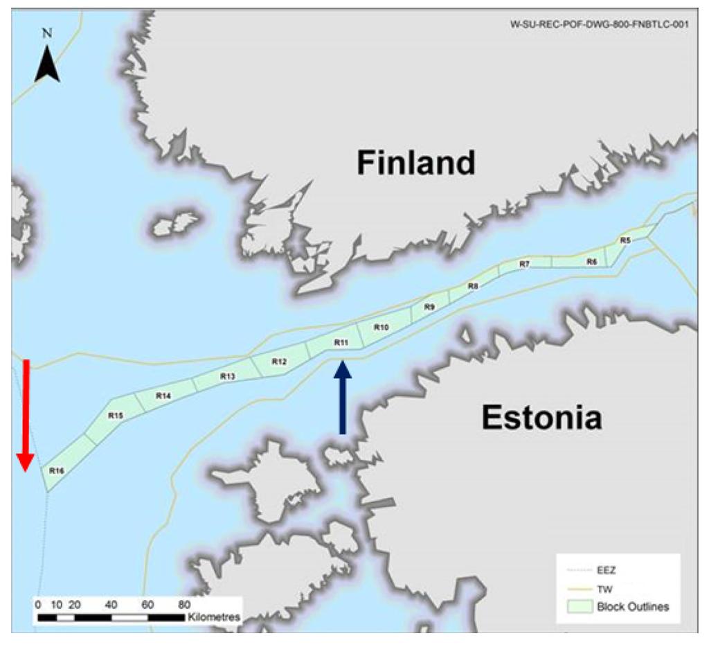 *14(T) /018 (018-01-10) Suomi. Suomenlahti. Pohjoinen Itämeri. Nord Stream -kaasuputket. Finland. Finska viken. Norra Östersjön. Nord Streams gasledningar. Finland. Gulf of Finland. Northern Baltic.