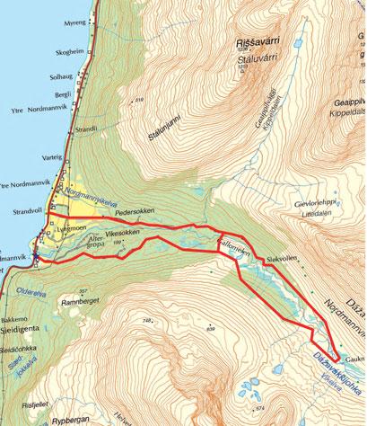 3. NORDMANNVIKDALEN/ DÁŽAVÁGGI km km Like ved E6, parkeringsplass re før Near he E6.