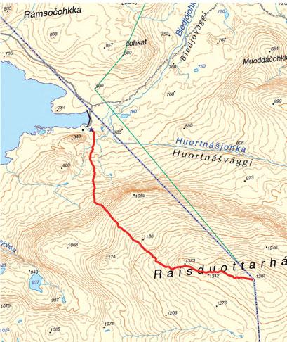 5. HALTI/RÁISDUOTTARHÁLDI km km Parkplaz in Goulasjávri, am Ende der Schoersraße Markierer Weg