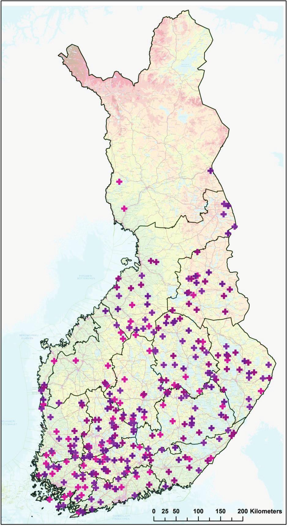 Kuva 19. Tutkitut synnyttäneet naaraat 2014/2015 2017/2018* Suomen riistakeskus aluetoimisto-alueittain. N = 301. *24.4.2018 mennessä käsitellyt; aineisto ei kata kaikkia kuolleita lisääntymisikäisiä naaraita.