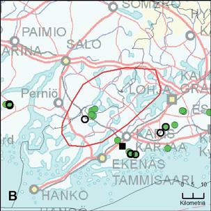 Alueen koko 1120 km 2 DNA näytteet GPSaineisto Kerätyt näytteet: 7 kpl Onnistuneet määritykset: 4