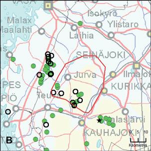 Alueen koko 900 km 2 DNA näytteet GPSaineisto Kerätyt näytteet: 13 kpl Onnistuneet määritykset: 6 kpl, 4 eri