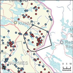 37. Saunajärven reviiri (Kainuu) Yksilömääräarvio: 8 Tassuhavainnot Alueen koko 21.8. 31.12. 12 kpl 25 kpl, 310 yks. 1.1.2018 28.2.2018 3 kpl 1 kpl, 4 yks.