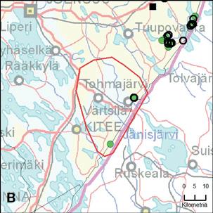 Alueen koko 1000 km 2 DNA näytteet Kerätyt näytteet: 4 kpl Onnistuneet määritykset: 2 kpl, kahdesta eri susiyksilöstä.