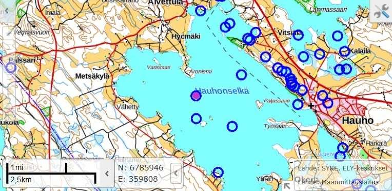 Hauhonselän vesi on humuspitoista. Veden väriarvot ja kemiallinen hapenkulutus ovat kasvaneet 1990-luvun lopusta alkaen.