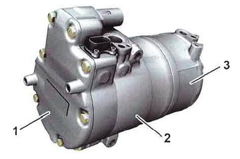 12 Sähköinen ilmastoinnin kompressori Hybridiauton täytyy olla varustettuna sähköisellä ilmastoinnin kompressorilla (kuva 5, 4) jotta voidaan varmistaa riittävä jäähdytysteho ohjaamoon silloinkin kun