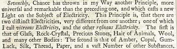 Kaksi sähköä (Dufay 1734) lasisähkö ja lakkasähkö Sarja: (+)