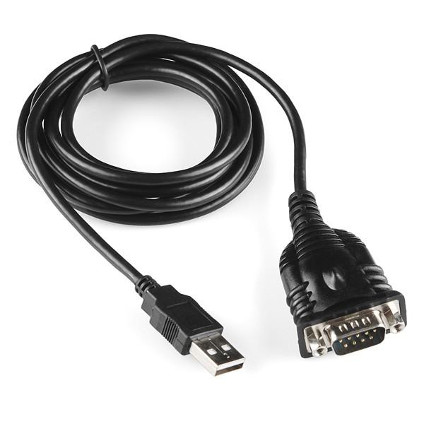 För ändamålet används en USB<->RS-232 adapter som kan kopplas till datorns USB-port.