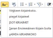 Yleisimmät fontin muotoilut kuten fontin muuttaminen, fonttikoon muuttaminen, lihavointi, kursivointi ja alleviivaus voidaan tehdä nopeasti Muotoilu työkalurivin