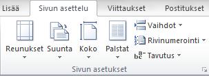 4.18. Sivun asetukset Sivun asetuksissa pystyy muuttamaan paperin asettelua kuten koko ( A4 ) ja suunta (pysty /