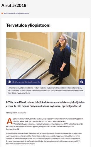 Testijakson aikana lehti julkaistaan entiseen tapaan myös vanhoilla sivuilla. TEKSTI Aatu Komsi Näkövammaisten Airuen verkkolehteä ollaan uudistamassa.