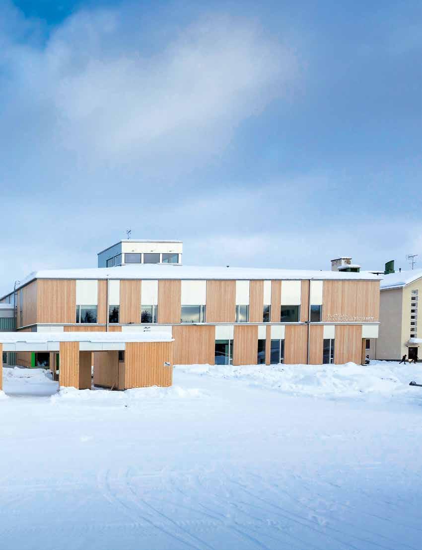 Tuupalan uusi alakoulu ja päiväkoti Suomen ensimmäisen CLT-koulun suuri massa on pilkottu kolmeen lohkoon.