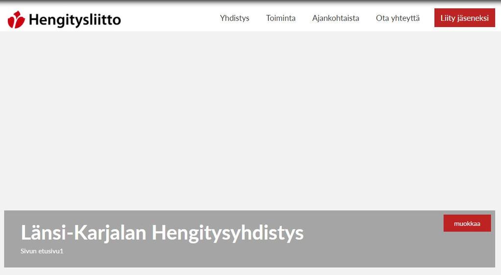 Etusivun pääkuvan asettaminen 3. Klikkaa muokkaa. 4. Täytä ensin yhdistyksen kuvaus -kenttä.