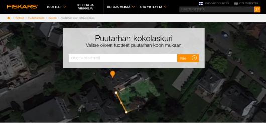 Kuluttaja voi tarkistaa puutarhansa koon nettisivuillamme Aplikaatio perustuu Google Mapsiin 1) Kuluttaja kirjoittaa osoitteensa 2) Rajaa pihansa kartalta