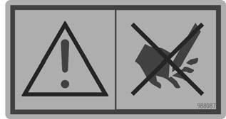 Muut turvallisuusohjeet Koneeseen on kiinnitetty varoituskylttejä Kyltit on vaihdettava uusiin, jos ne vaurioituvat. Tilausnumerot löytyvät tämän osion kuvista. Kuva 7 Koneessa olevat varoituskyltit.