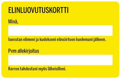 SANO KYLLÄ ELINLUOVUTUKSELLE kyllaelinluovutukselle #elinluovutuskortti @elinluovutus www.