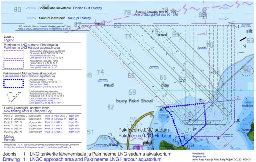 Pakrineeme Sadama OÜ Paldiski LNG terminali kai ehitamise vee erikasutusloa KMH 14 Sealjuures on fikseeritud ka tankeri kiirus erinevates lõikudes: juurdepääsualas maksimaalselt 10 sõlme (ca 5 m/s),