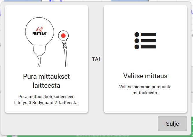 - Valitse mittaukset -toiminnon avulla voit poistaa, lisätä tai vaihtaa hyvinvointianalyysissä käytettäviä mittauksia.