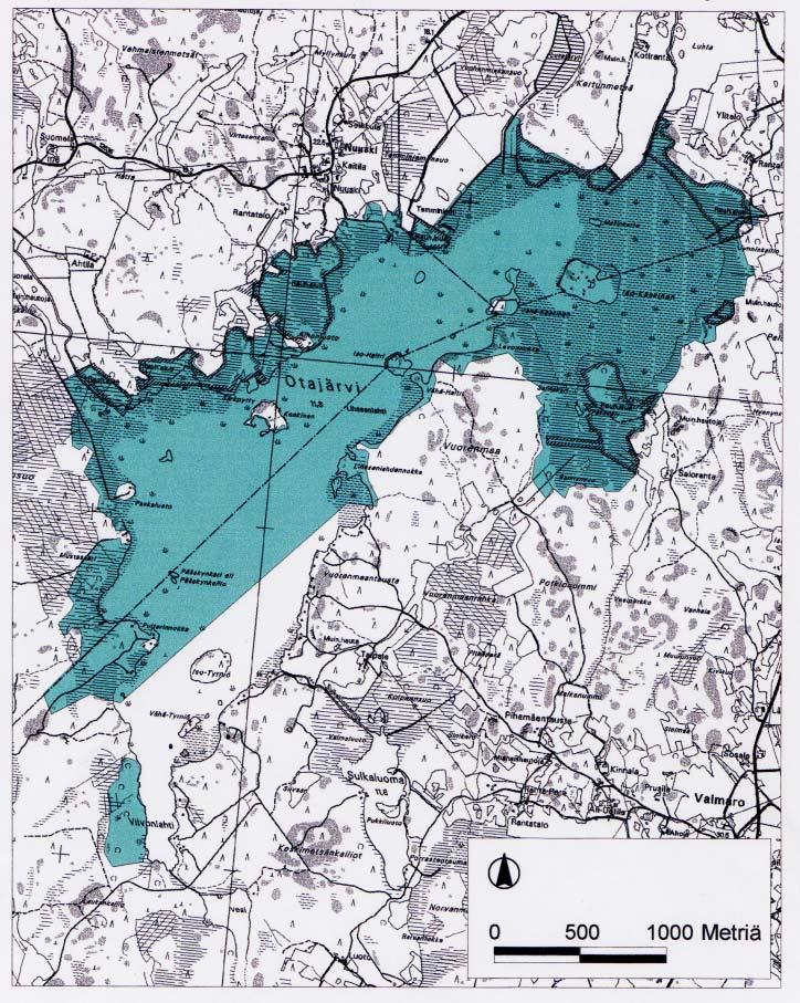 KARTTALIITE 1. Otajärven kartta sekä Natura-alueen rajaus.