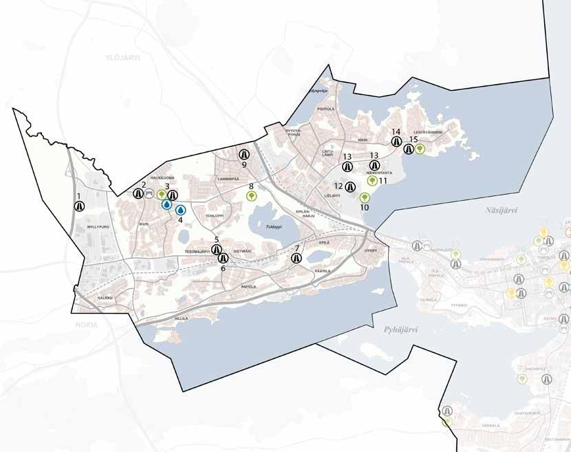 Läntinen alue RAKENTAMISKOHTEET 1. MYLLYPURO uusi Kolmenkulmantie (Pikkuluomankadusta länteen) 2.