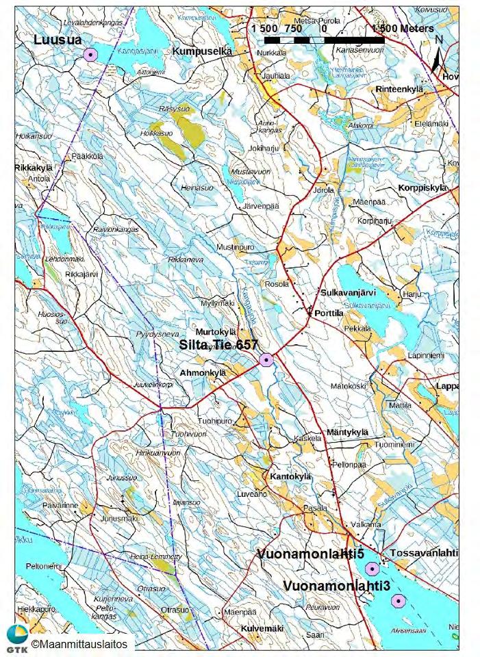 lan kohdalla). Joen laskualueella, Vuonamonlahdella veden ph oli puolestaan 6,5.
