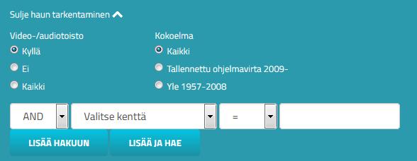 Kuva 2.3 Haun rajaus 1 2 3 4 5 6 Kuva 2.4 Haun tarkentamiseen tarkoitettu pudotusvalikko pikahaussa 1.