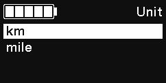 Unit (yksikkö) Etäisyyden yksiköt (km/mailit) voidaan vaihtaa. 1. Valitse haluamasi asetus painamalla X1 tai Y1.