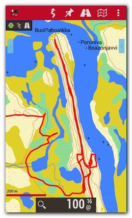 Jälki/Reitti koostuu reittipisteistä (esitettynä värillisenä pisteitä yhdistävänä viivana) ja kiinnostavista pisteistä (POI Point of Interest) (näytetään nuppineulana tai vastaavana).