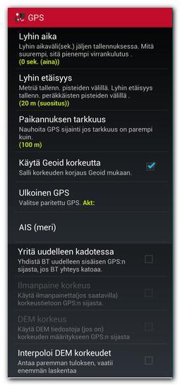 Antaa nimen ennalta määrätyssä muodossa luotaessa autom. reittipisteitä. Tiedostot nimetään WPT00X. Ei ikoneita. Näyttää reittipisteet sinisinä/punaisina pisteinä.