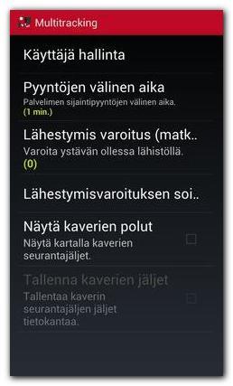 Multitracking. Jaa sijaintisi ystäviesi kanssa. Jälkeä nauhoitettaessa voit jakaa sijaintisi kartalla ystäviesi kanssa.