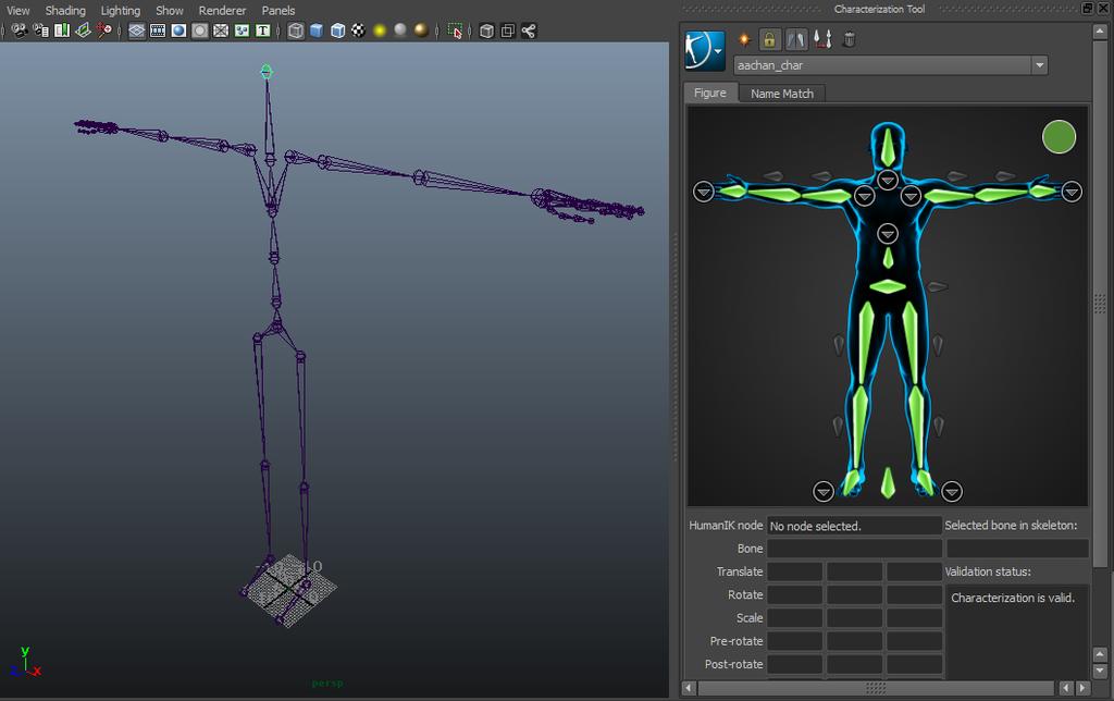 24 Kuva 11. Liikedata siirretään animaatiohahmolle ohjelmalla Human IK (Autodesk, 2017).