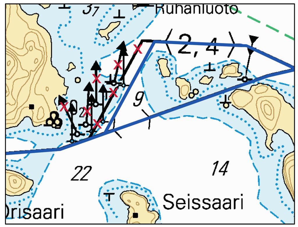 11 C. Viittojen tarkistettu sijainti Prickarnas position kontrollerad Adjusted spar buoy positions WGS-84 Nr Paikasta/Från/From Paikkaan/Till/To 1) 17779 Oikea 62