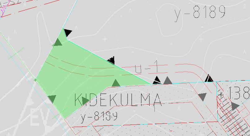 suurempi (vihreä osa) 822 m2 pienempi