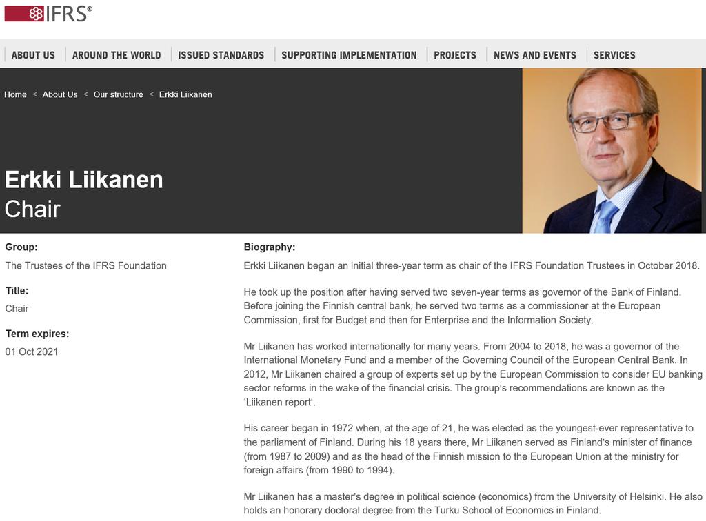 Erkki Liikanen IFRS