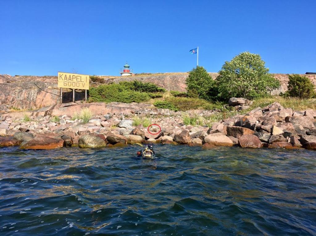 Kuva 7. Uuden kaapelin Gustavsvärnin puoleinen rantautumispiste punaisella merkittynä.