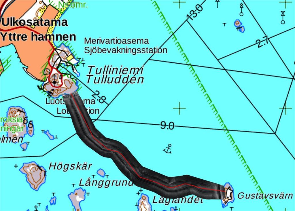 Kartta 3 Havainnekuva viistokaikuluodatusta alueesta.