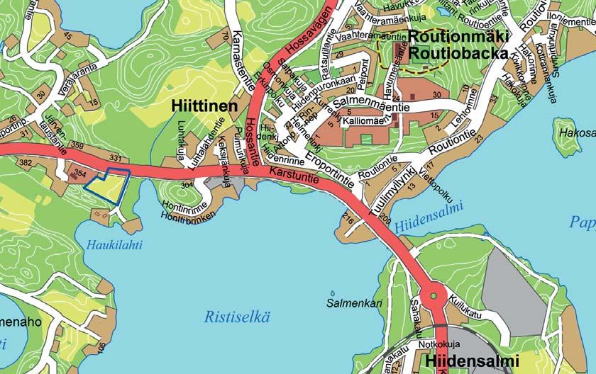 1 LÄHTÖKOHDAT SELVITYS SUUNNITTELUALUEEN OLOISTA ALUEEN YLEISKUVAUS Kaava-alue sijaitsee Länsitaajaman Paloniemen kaupunginosassa, Lohjan keskustasta luoteeseen Karstuntien varrella
