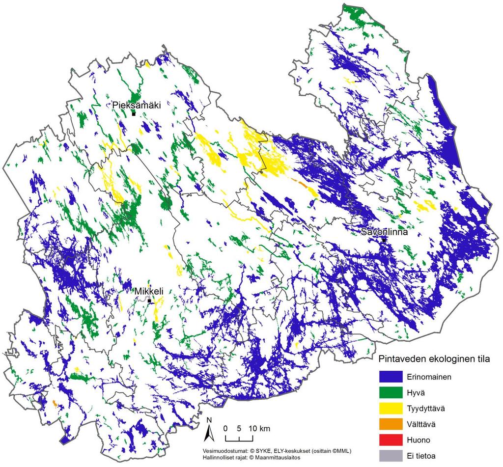 tilassa ranta- ja lahtialueet paikoin nuhraantuneet, mikä ei