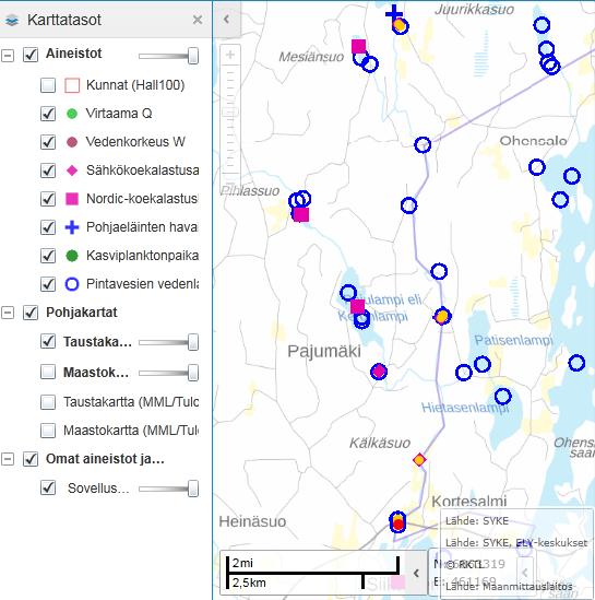 2008 ja 2013 ekologisissa luokituksissa hyvässä tilassa Biologia Sähkökoekalastus 2010 ja 2012: tyydyttävä Piilevä 2012: erinomainen