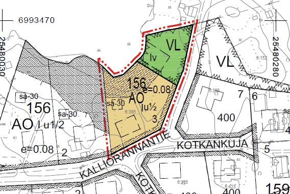 FCG SUUNNITTELU JA TEKNIIKKA OY Selostus 16 (21) 5 ASEMAKAAVAN KUVAUS 5.1 Kaavan rakenne 5.2 Mitoitus Kaavakartta. Suunnittelualueen pinta-ala on yhteensä noin 0,5 hehtaaria.